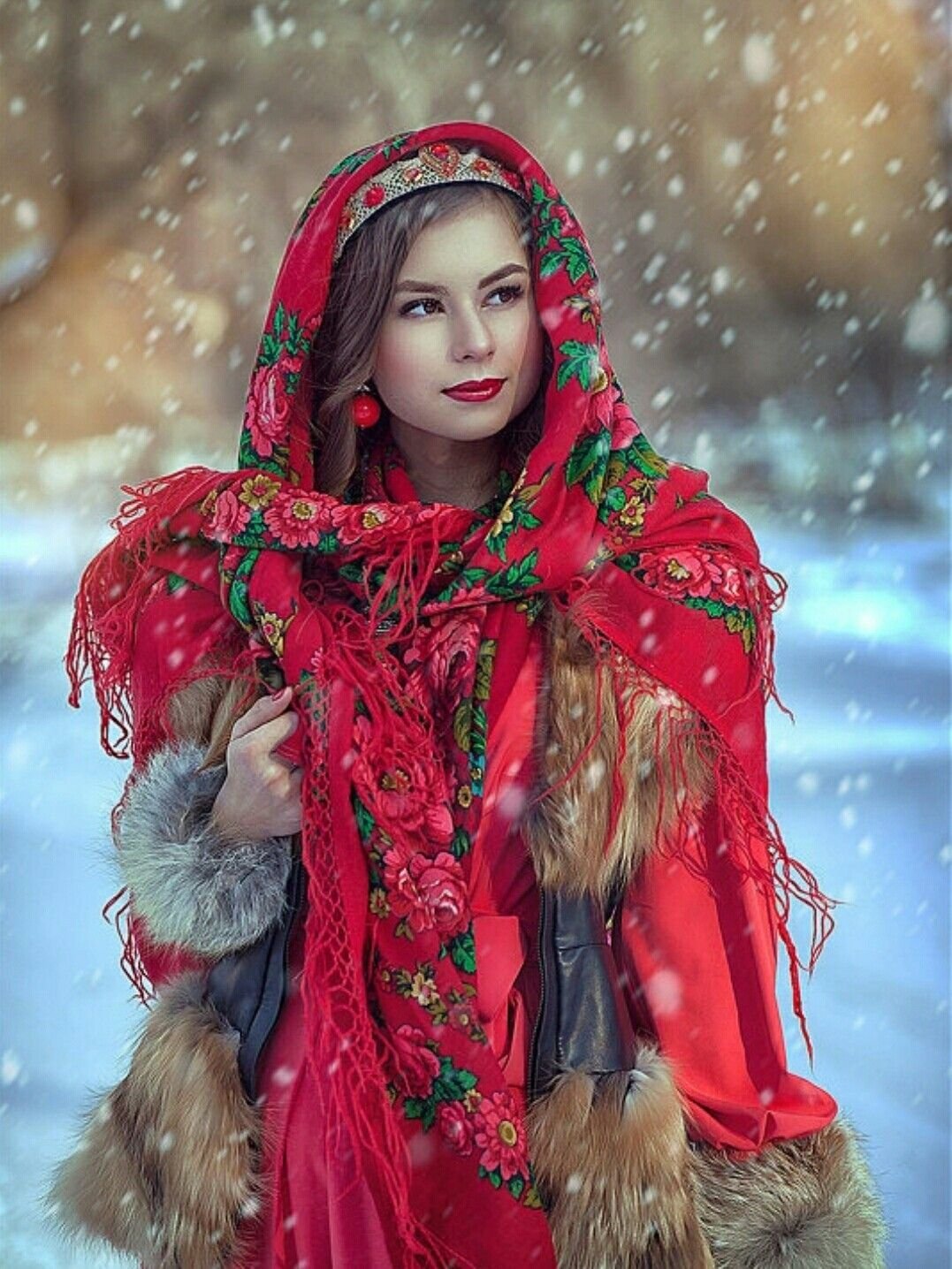Beautiful girl Women in Slavic costumes in Putian